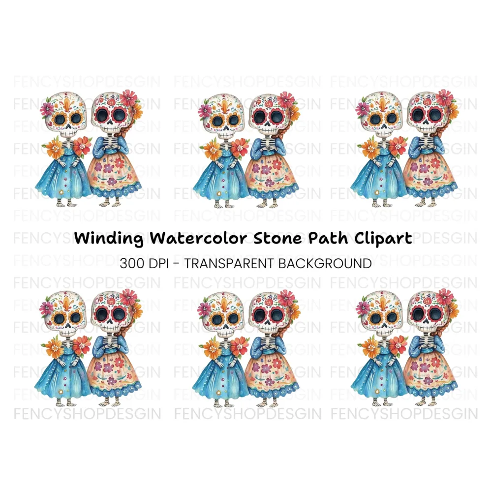 Day of the Dead Skeletons Clipart Bundle