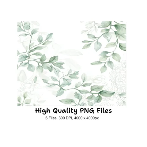 Green Leafy Vines and Floral Clipart Bundle