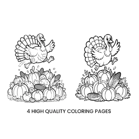 Cute Turkey Thanksgiving Coloring Books