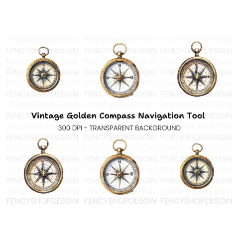 Vintage Compass Clipart Bundle