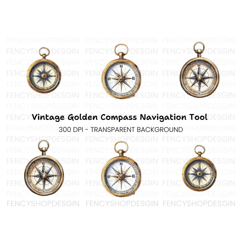 Vintage Compass Clipart Bundle