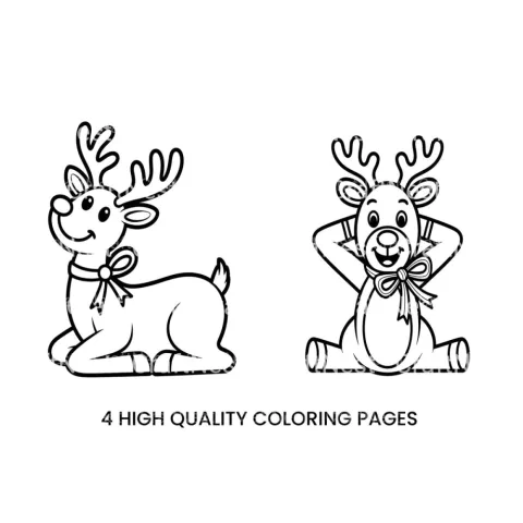 Cute Reindeer Christmas Coloring Books