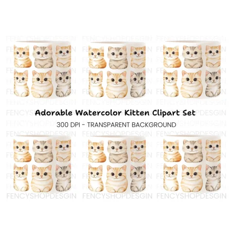 Cute Kitten Clipart Bundle
