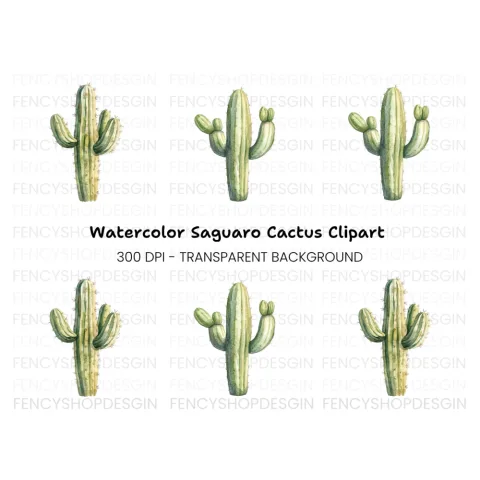 Saguaro Cactus Clipart Bundle