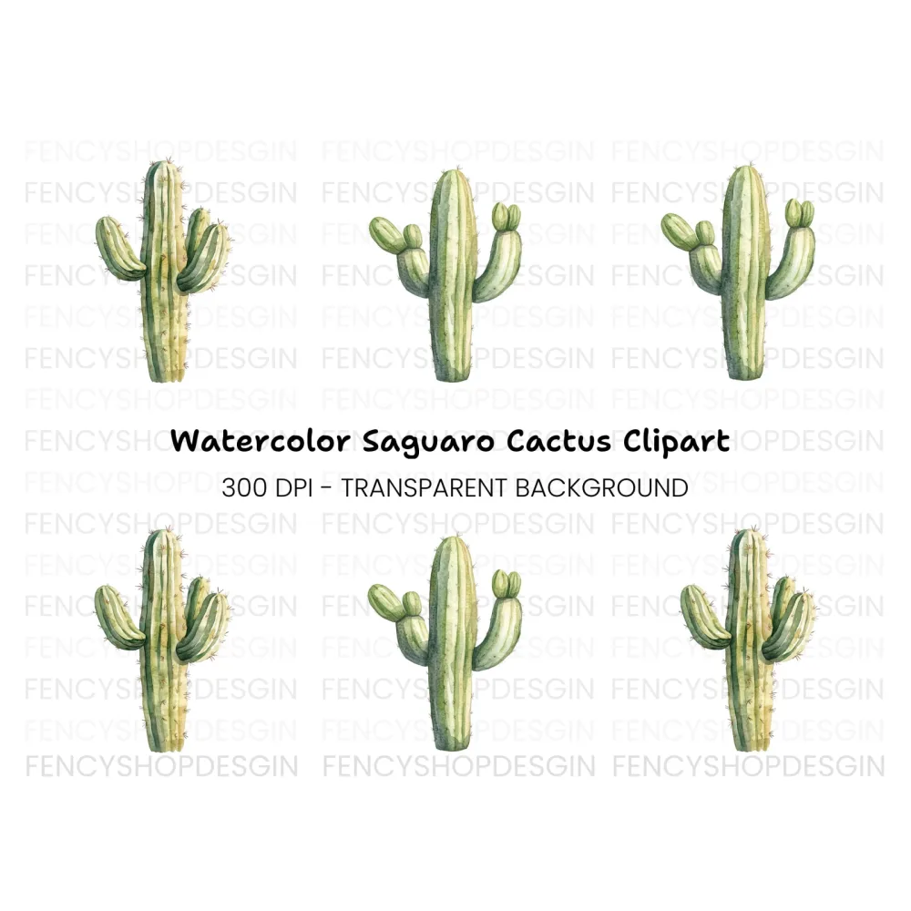 Saguaro Cactus Clipart Bundle