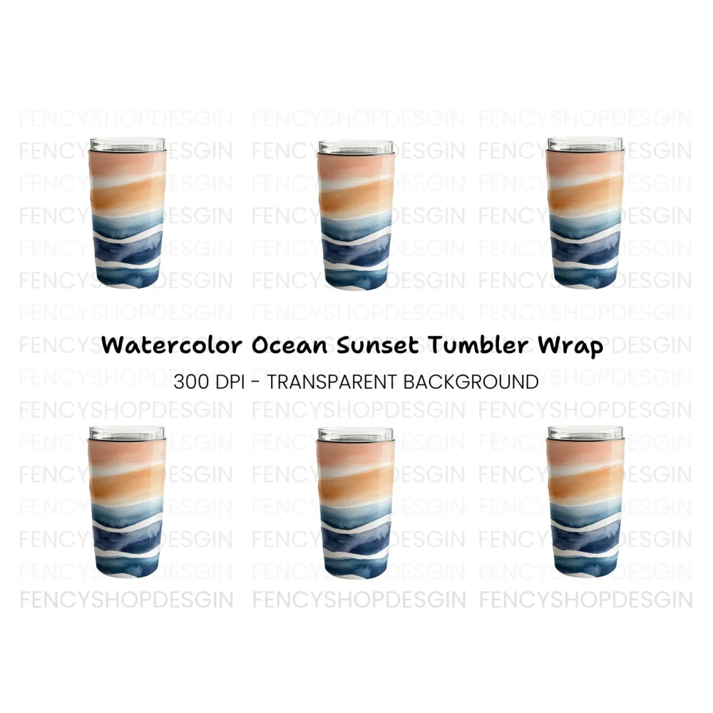 Abstract Waves Tumbler Clipart Bundle