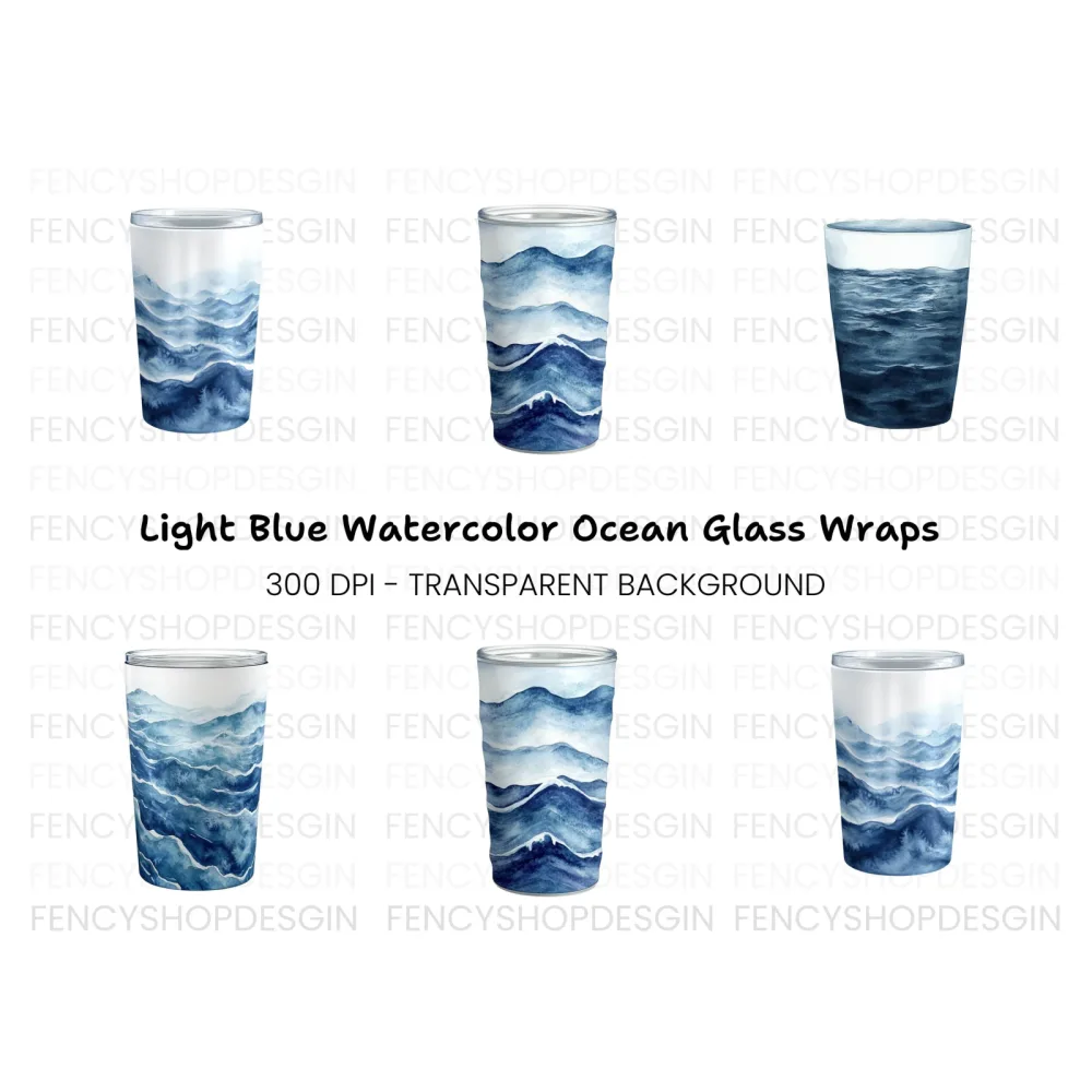 Ocean Waves Tumbler Clipart Bundle