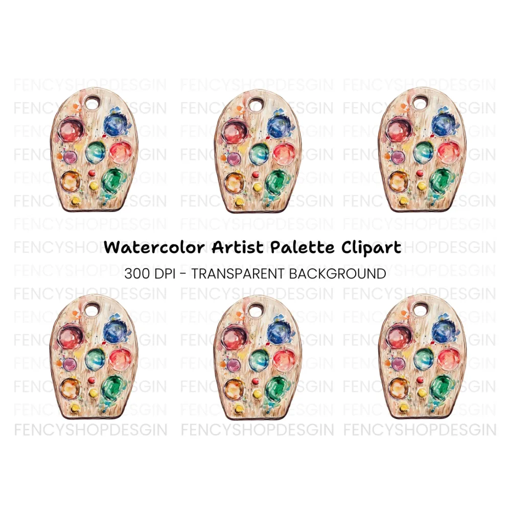 Wooden Paint Palette Clipart Bundle