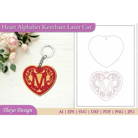 Alphabet Keychain Heart SVG Bundle