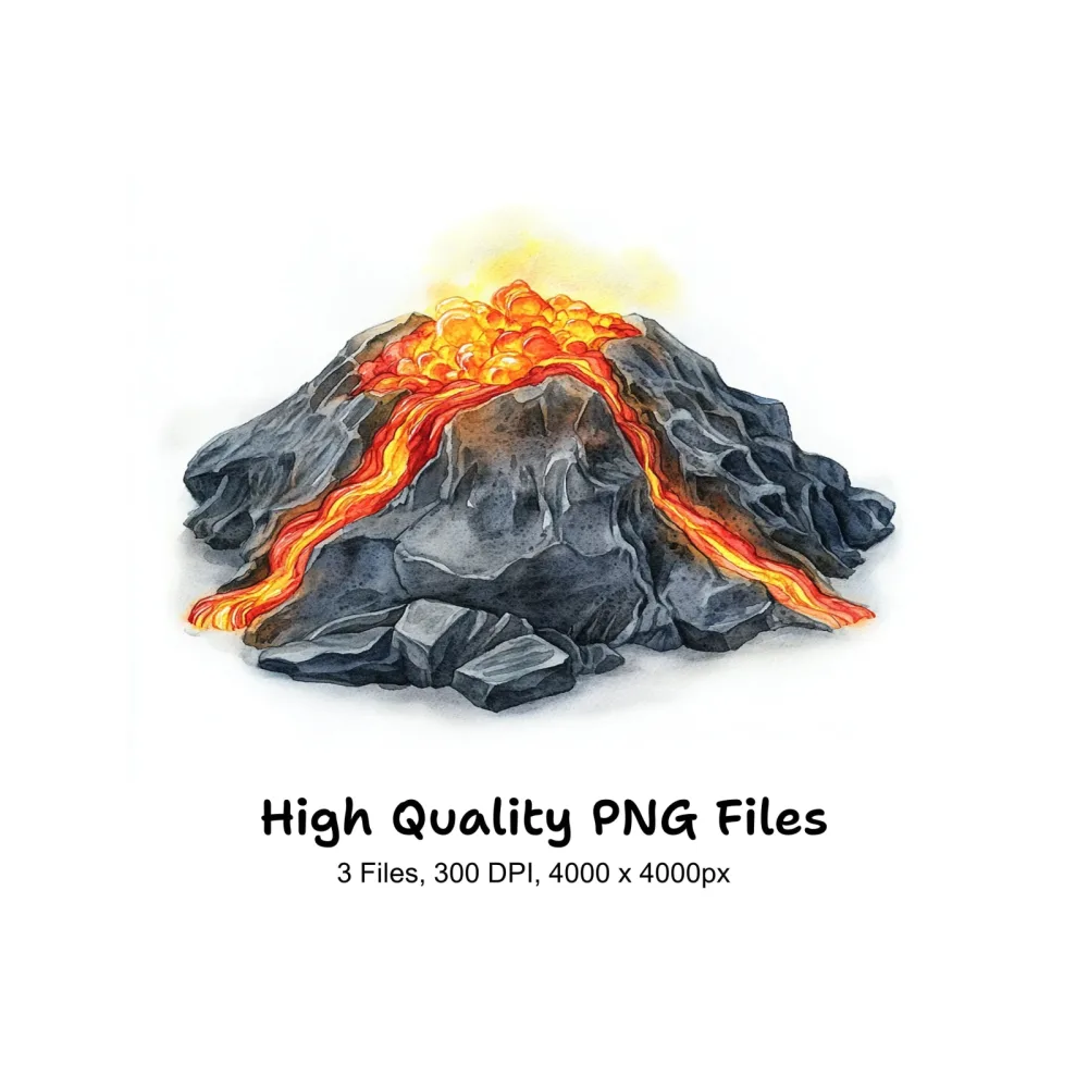 Lava Flow Volcano Clipart Bundle