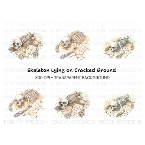 Skeletons on Cracked Earth Clipart Bundle