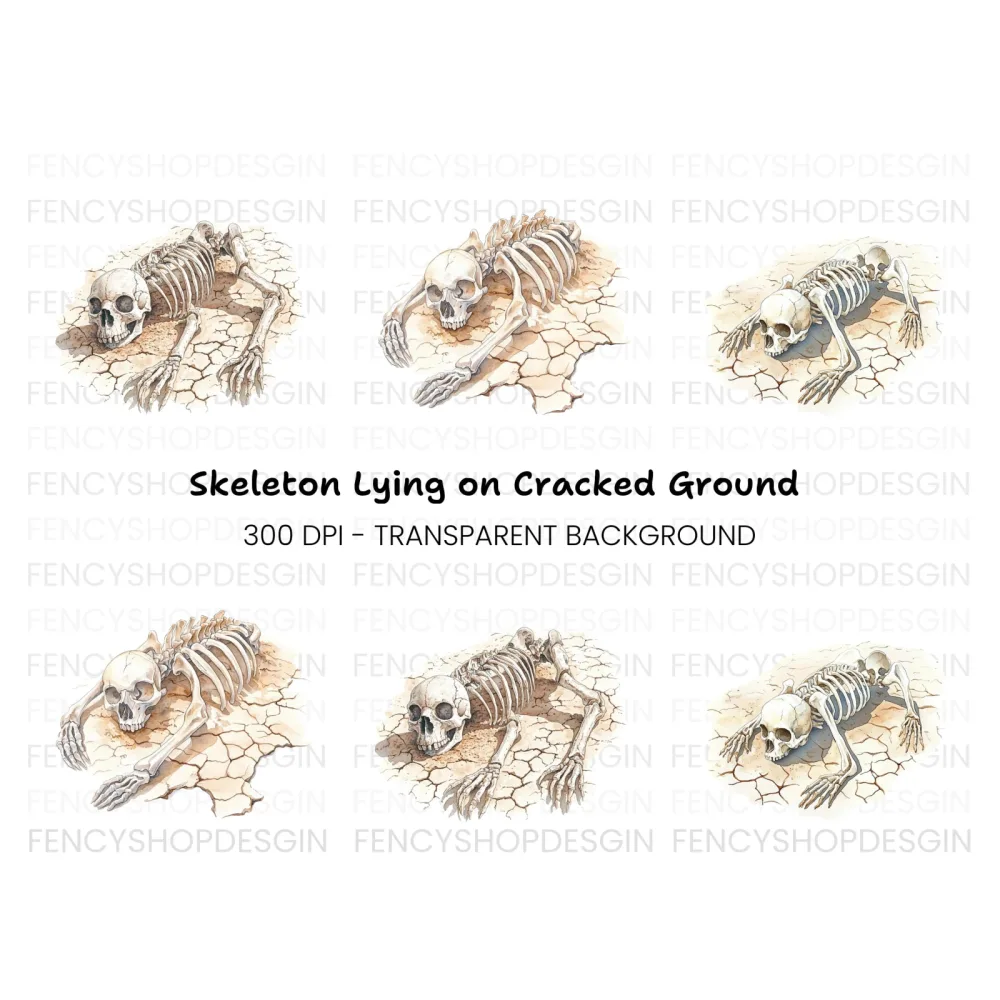 Skeletons on Cracked Earth Clipart Bundle
