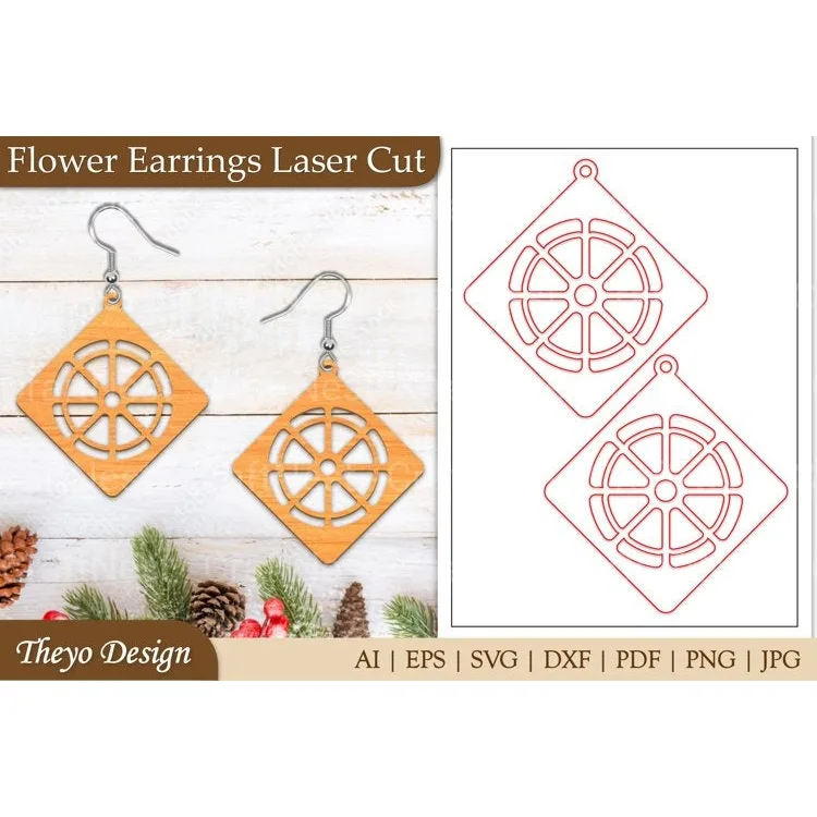 Lasercut Flower Earrings SVG Bundle