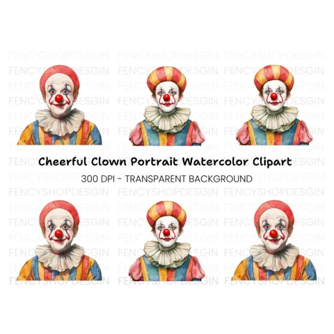 Two Happy Clowns Portraits Clipart Bundle