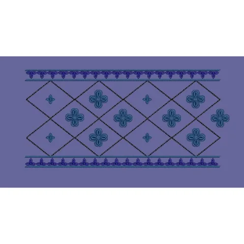 Geometric Diamond Lattice Border Embroidery Design
