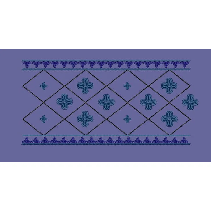 Geometric Diamond Lattice Border Embroidery Design