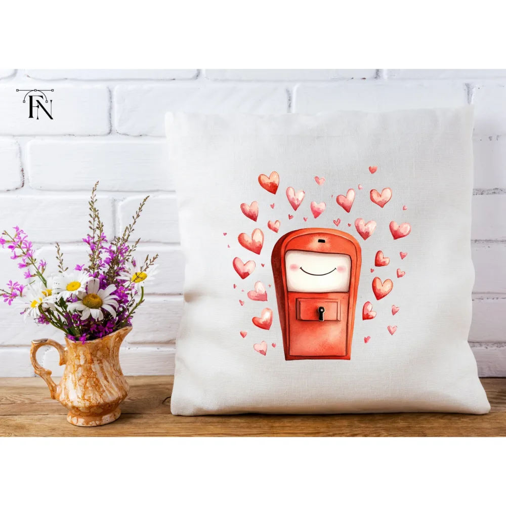 Cute Red Mailbox with Floating Hearts Clipart Bundle