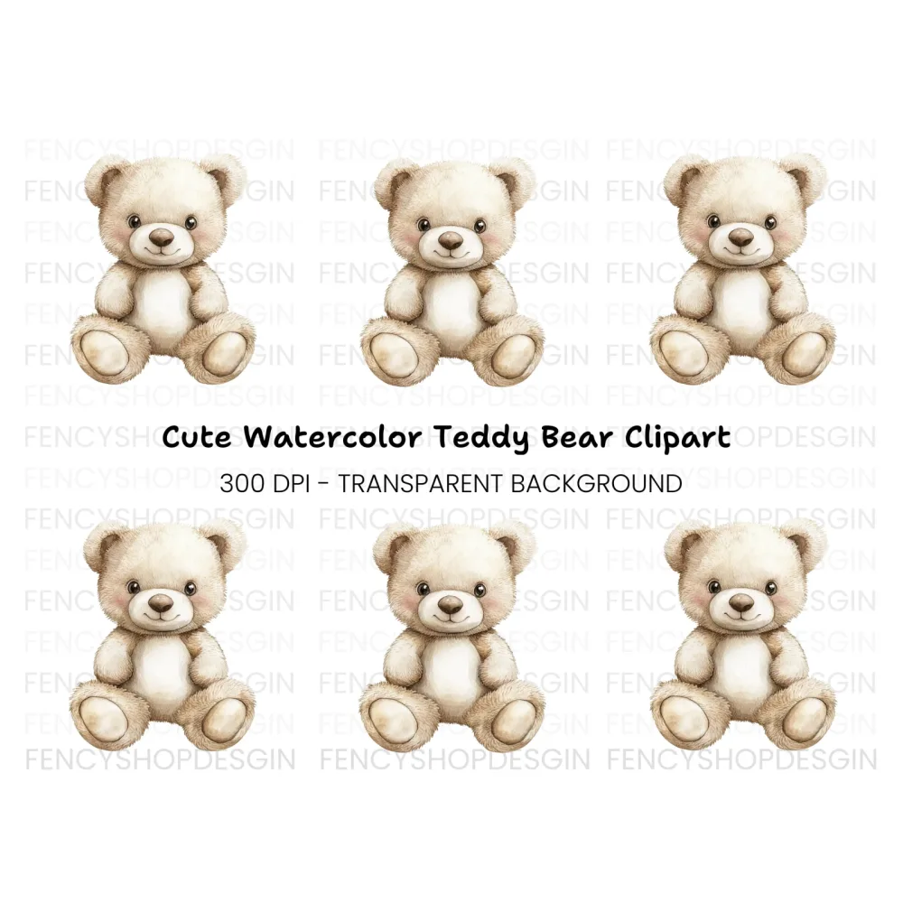 Cute Teddy Bear Clipart Bundle