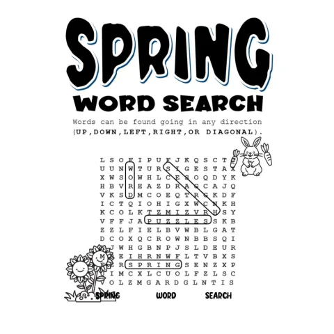 Spring Word Search Book for Kids