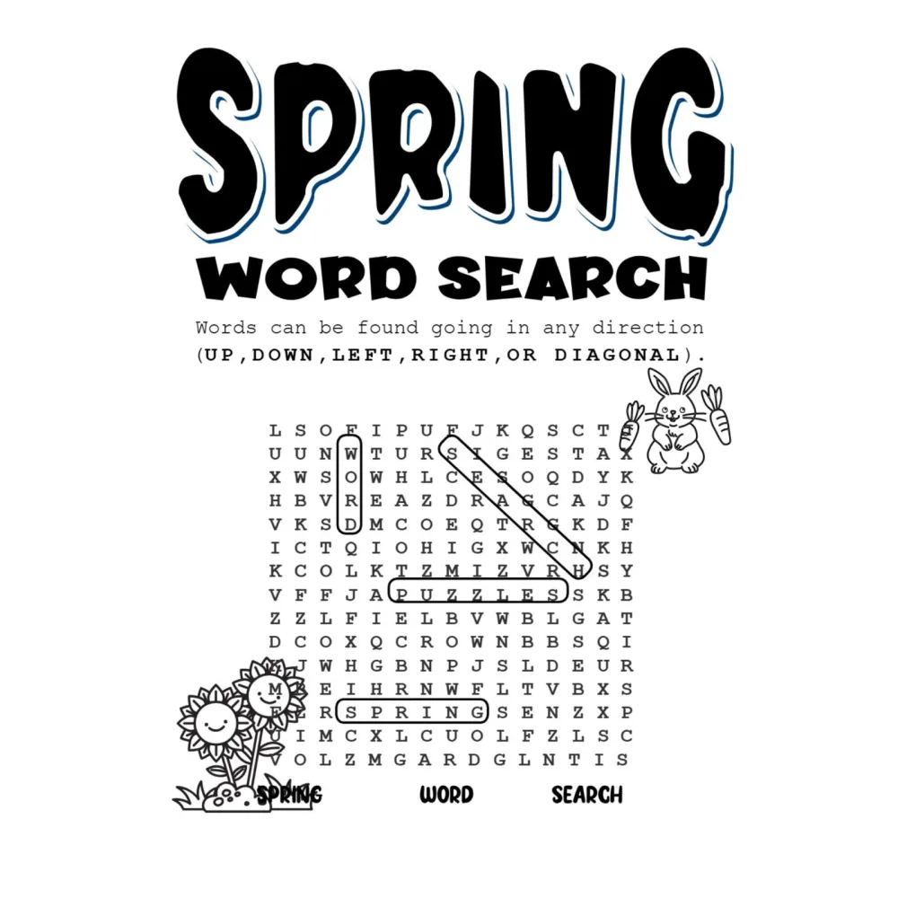 Spring Word Search Book for Kids