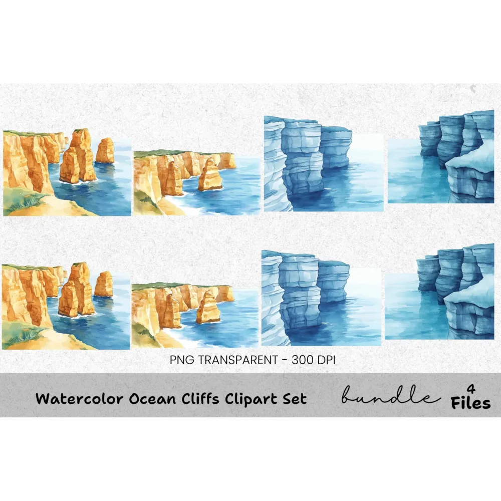 Ocean Cliffs Clipart Bundle