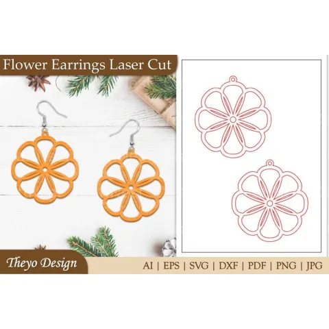 Lasercut Flower Earrings SVG Bundle