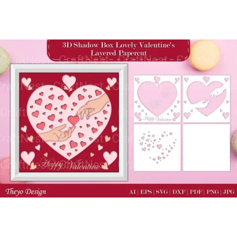 Shadow Box Happy Valentine Layered Papercut SVG