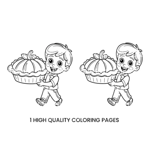 Boy Carrying Pumpkin Pie Coloring Books