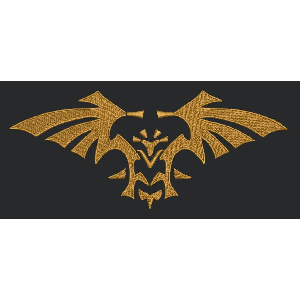 Symmetrical Winged Heraldry Embroidery Design