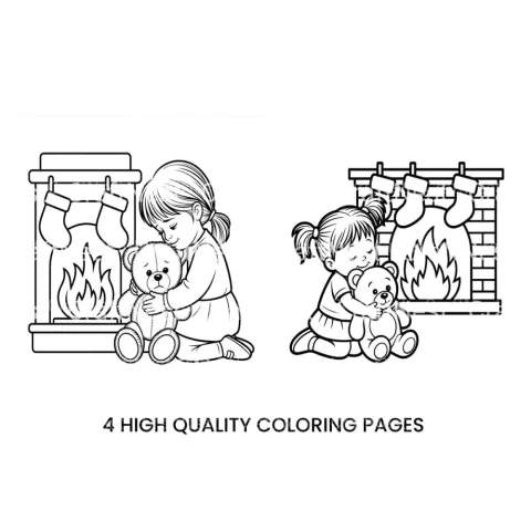 Christmas Fireplace Hug Coloring Books