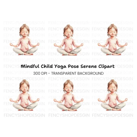 Little Girl Meditating Clipart Bundle