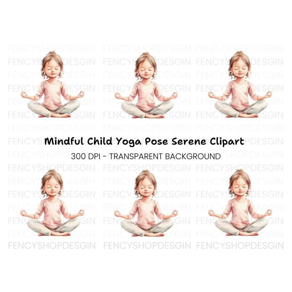 Little Girl Meditating Clipart Bundle