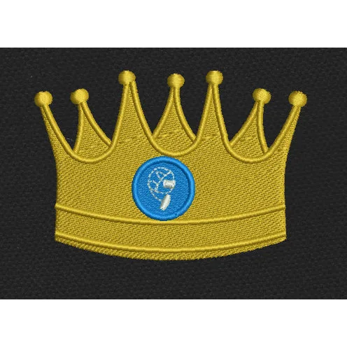 Crown Medallion Gold Embroidery Design