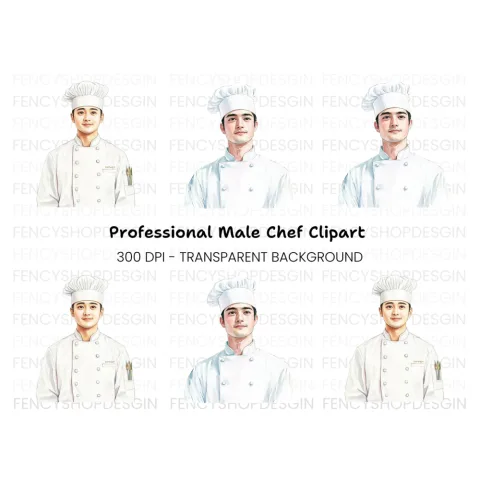 Male Chef Portrait Clipart Bundle