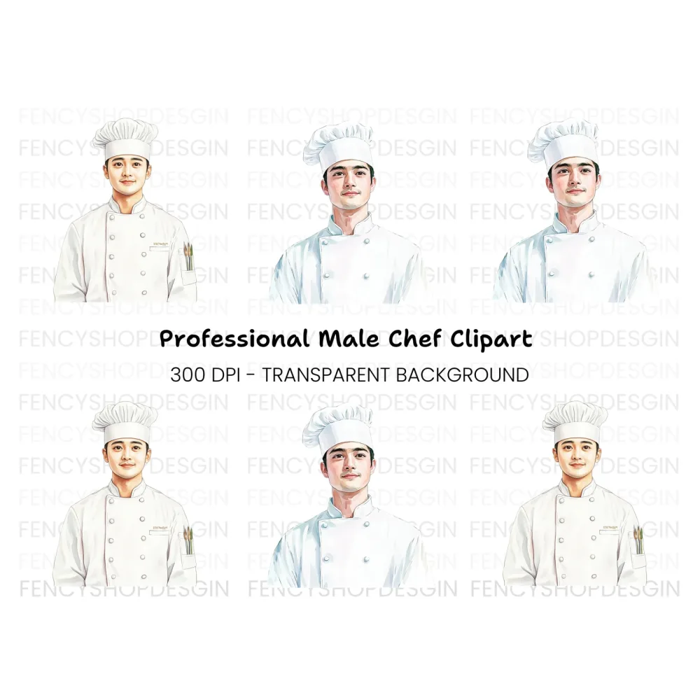 Male Chef Portrait Clipart Bundle