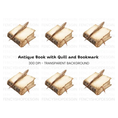 Vintage Book Quill Clipart Bundle