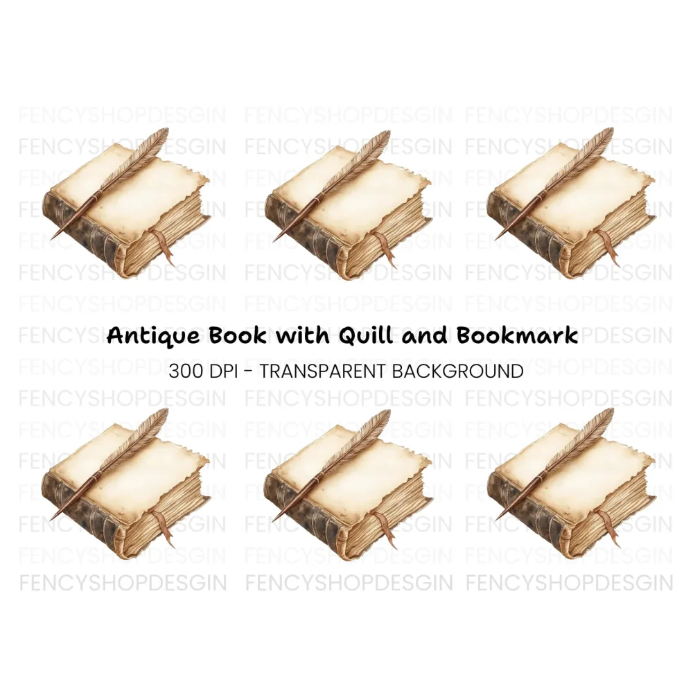 Vintage Book Quill Clipart Bundle