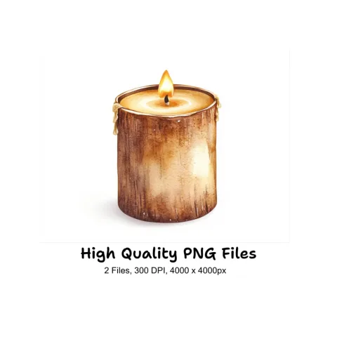 Wood Pillar Candles Clipart Bundle