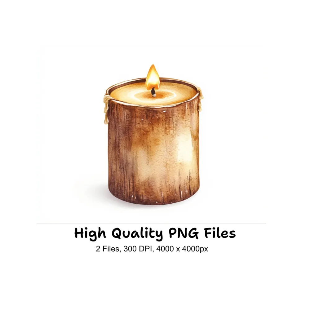 Wood Pillar Candles Clipart Bundle