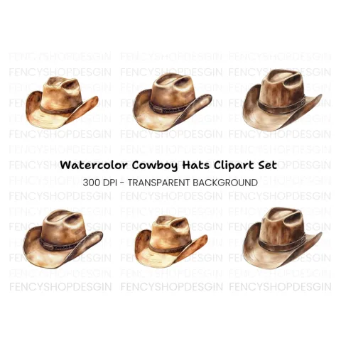 Rustic Cowboy Hats Clipart Bundle