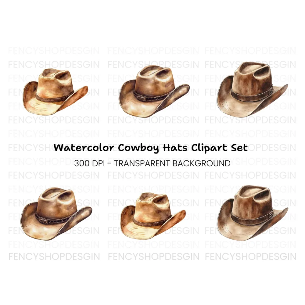 Rustic Cowboy Hats Clipart Bundle
