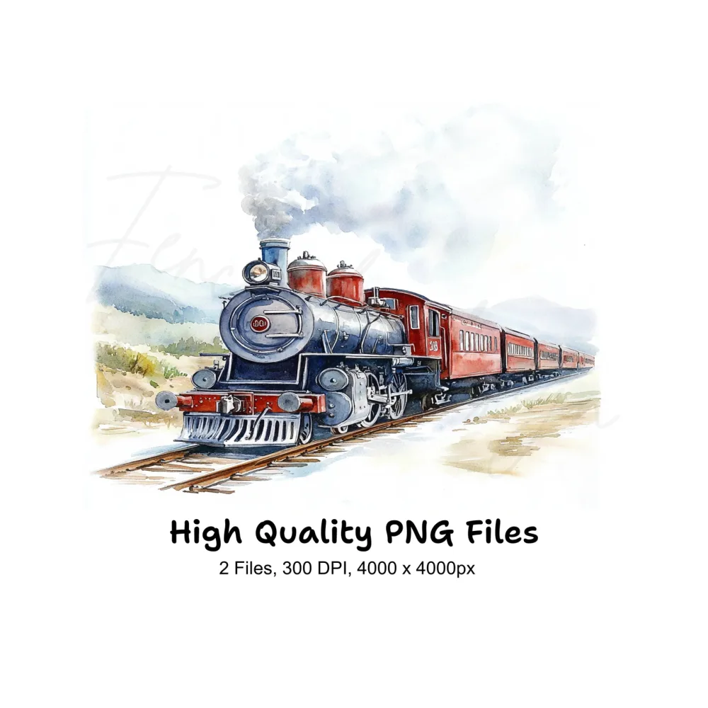Vintage Steam Train Clipart Bundle