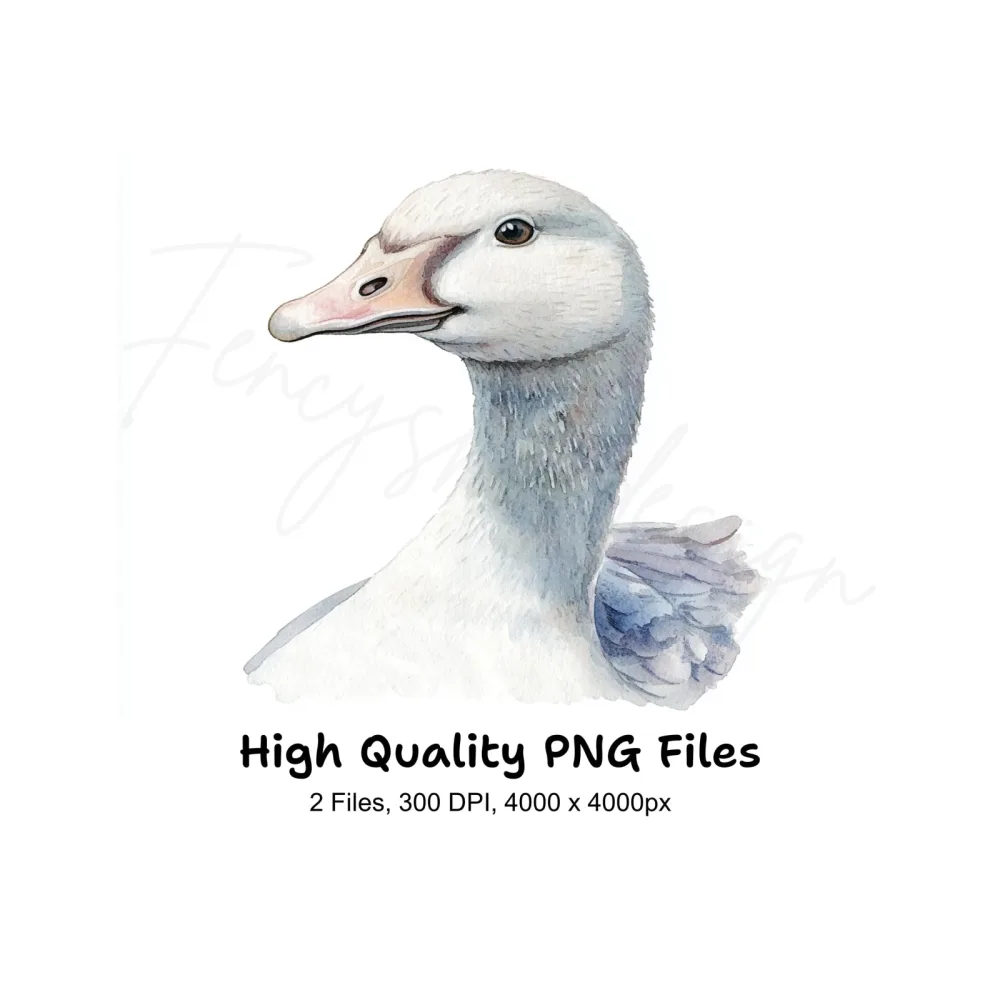 White Goose Head Clipart Bundle