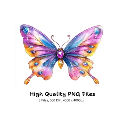 Jeweled Butterfly Clipart Bundle
