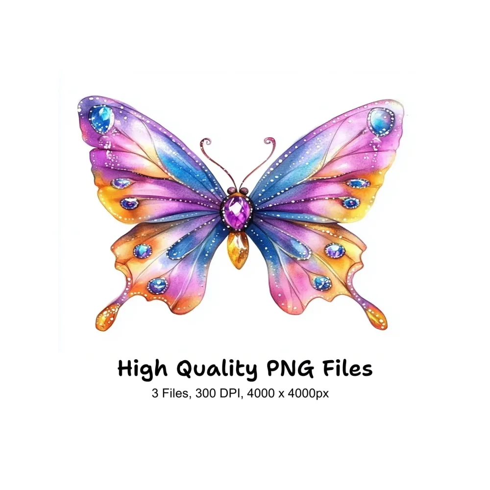 Jeweled Butterfly Clipart Bundle