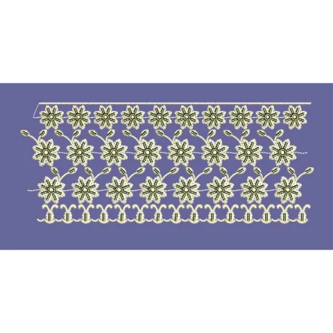 Floral Cascade Botanical Pattern Border Embroidery Design