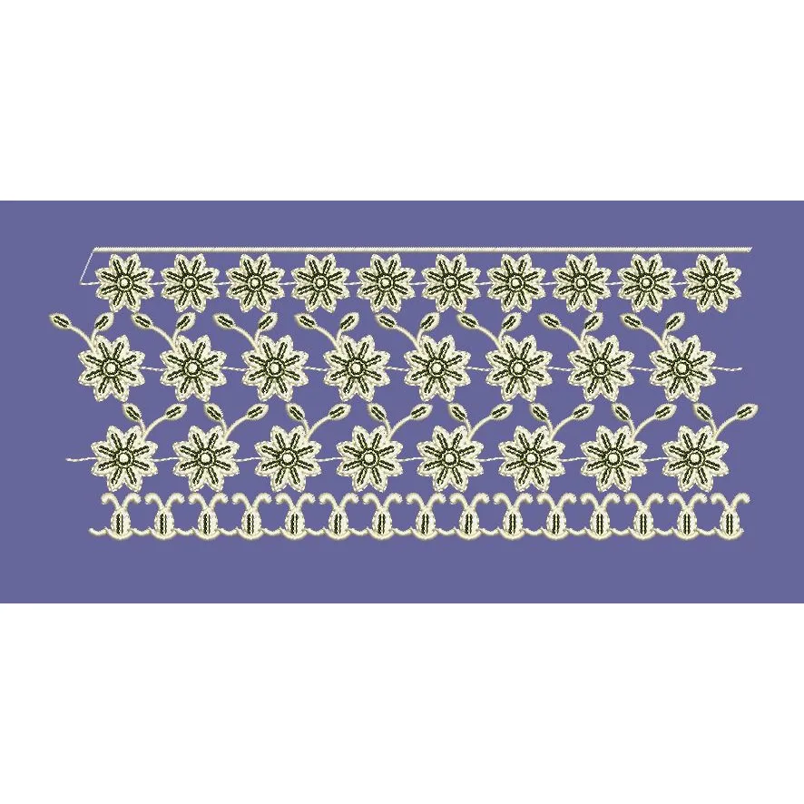 Floral Cascade Botanical Pattern Border Embroidery Design