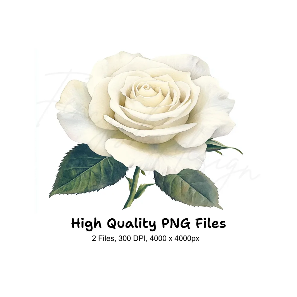 Elegant White Rose Clipart Bundle