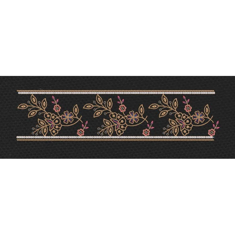 Floral Endless Border Flowers Embroidery Design