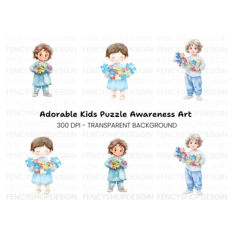 Kids Puzzle Pieces Clipart Bundle